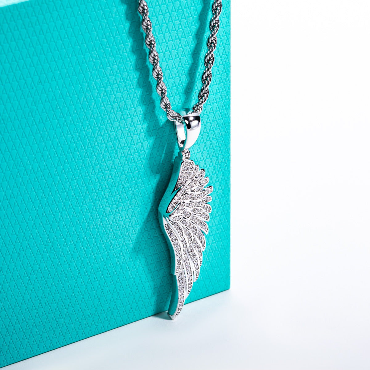 Angel‑Wing Moissanite Hip‑Hop Pendant