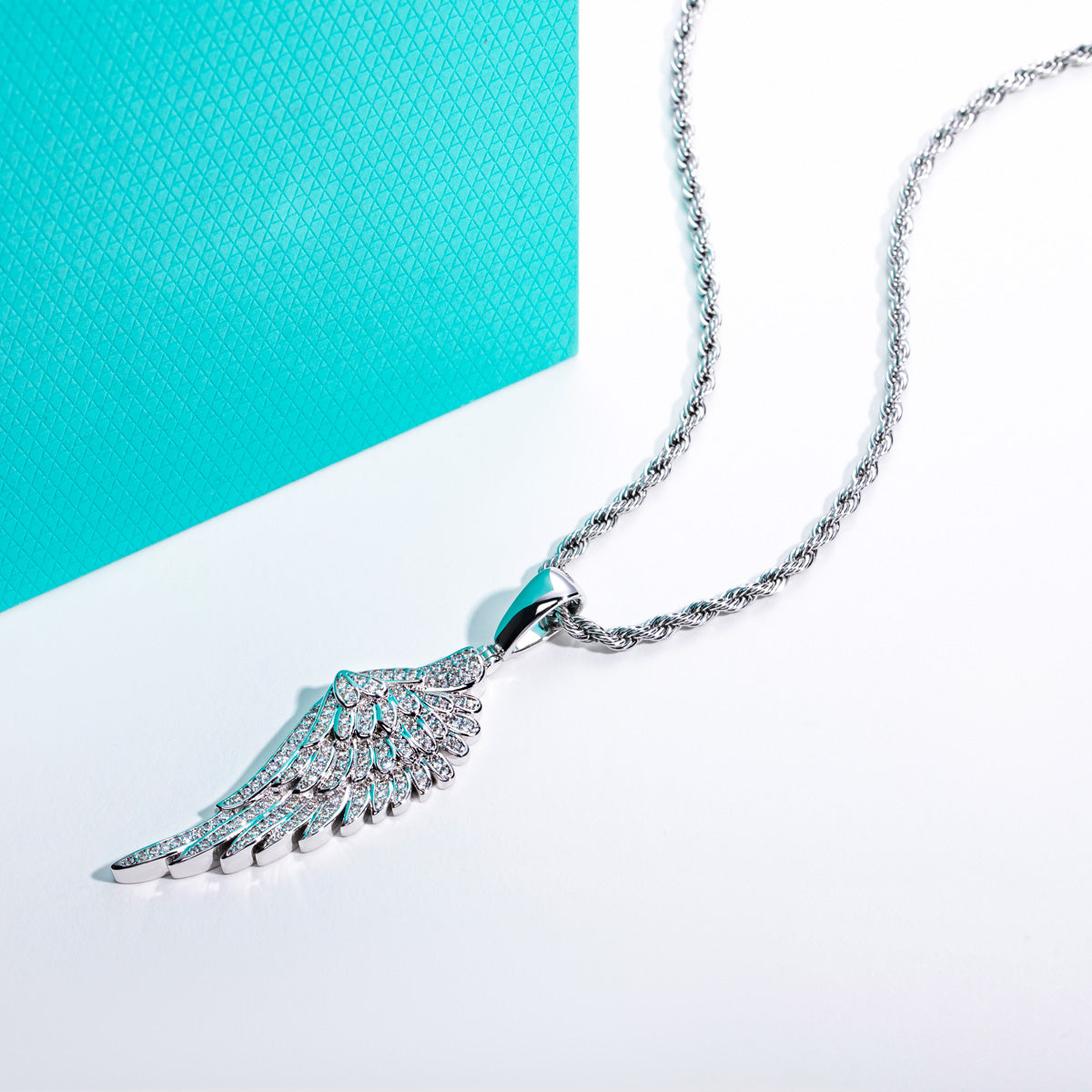 Angel‑Wing Moissanite Hip‑Hop Pendant