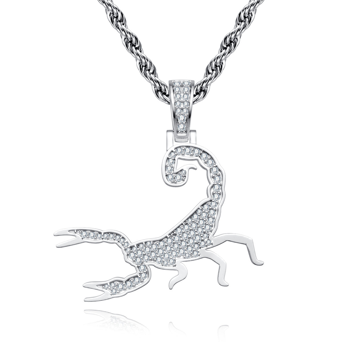 S925‑Silver Moissanite Fully‑Set Hip‑Hop Scorpion Pendant