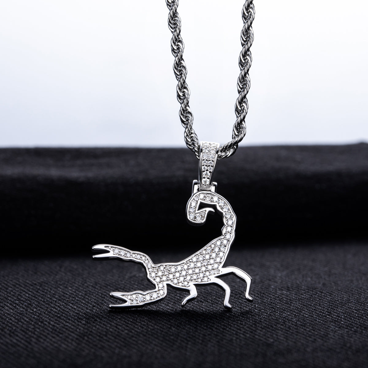 S925‑Silver Moissanite Fully‑Set Hip‑Hop Scorpion Pendant