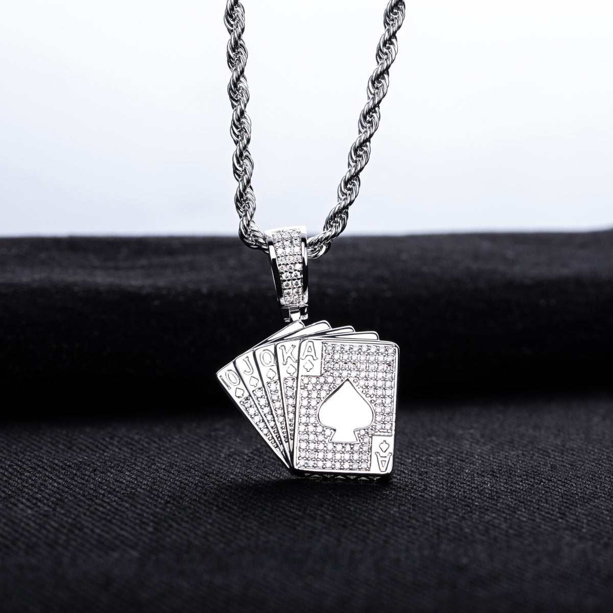Made Moissanite Enamel Full‑Pavé Hip‑Hop Poker Card Pendant