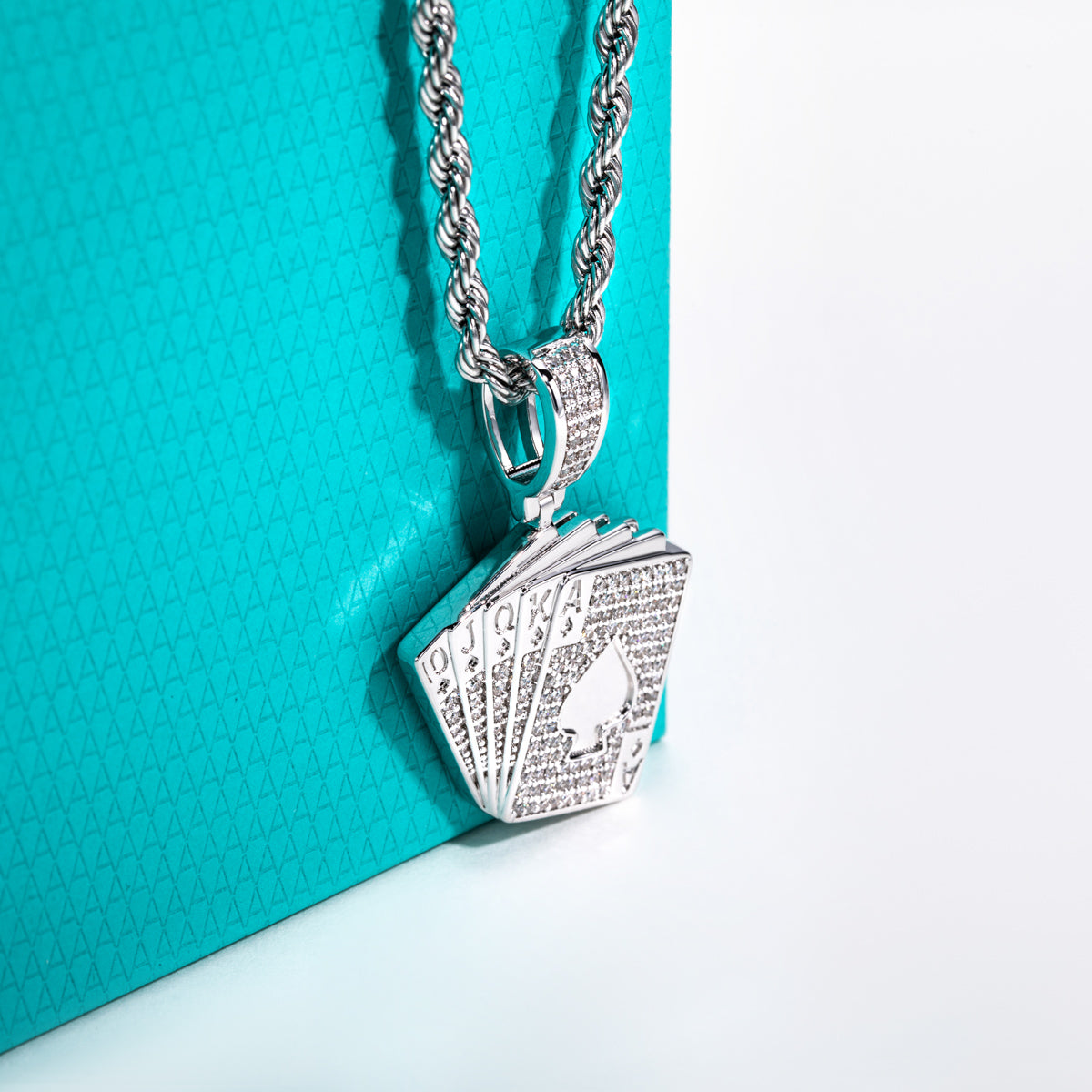 Made Moissanite Enamel Full‑Pavé Hip‑Hop Poker Card Pendant