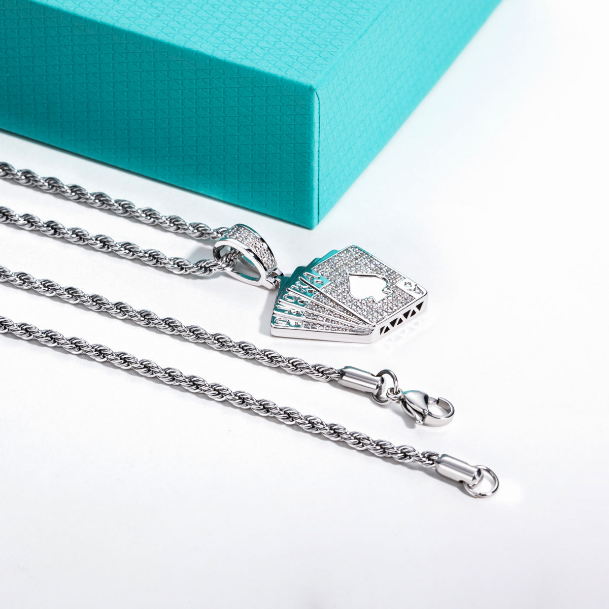 Made Moissanite Enamel Full‑Pavé Hip‑Hop Poker Card Pendant