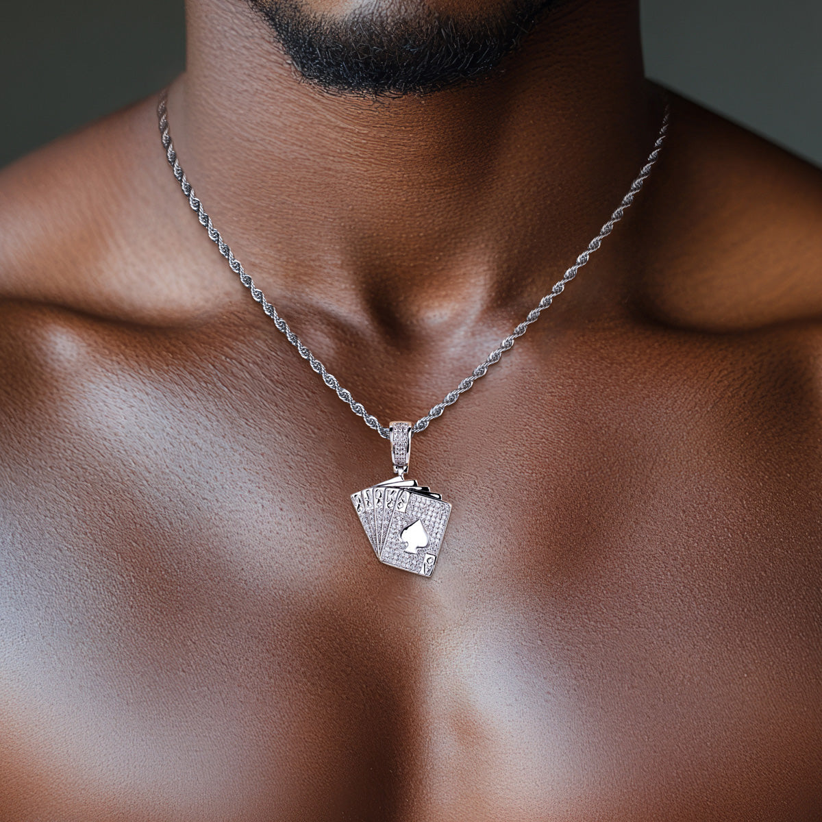 Made Moissanite Enamel Full‑Pavé Hip‑Hop Poker Card Pendant