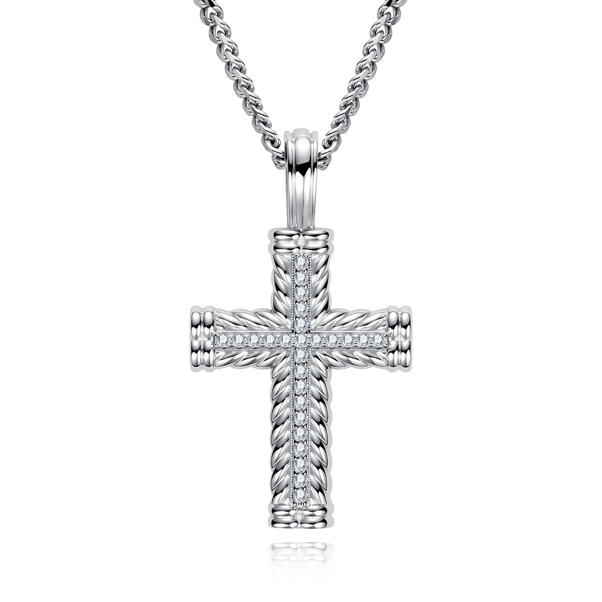 S925‑Silver Moissanite Hip‑Hop Cross Pendant