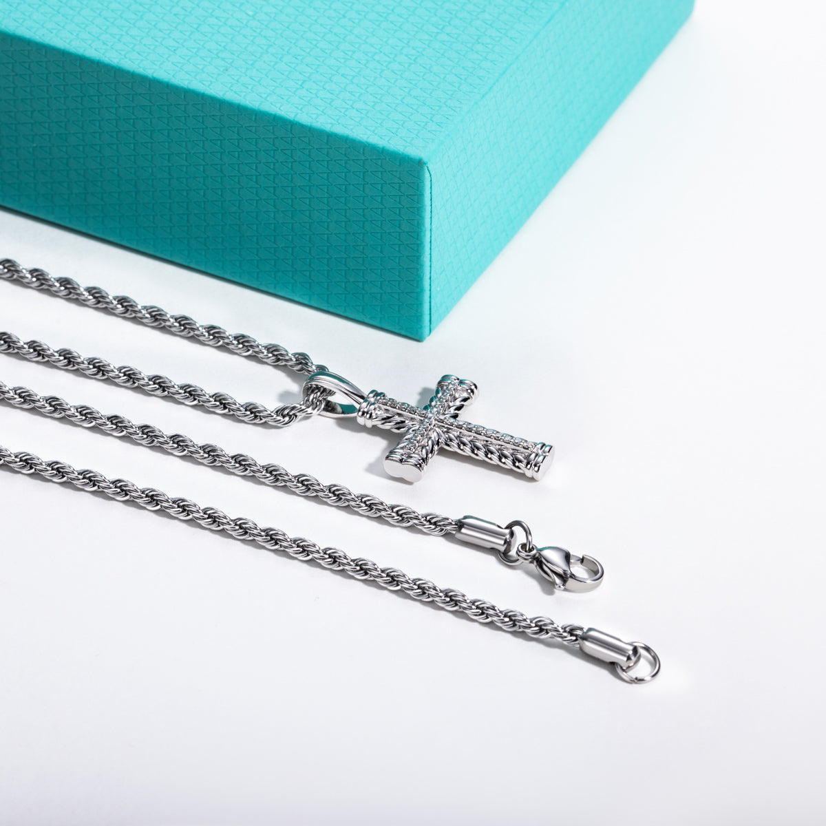 S925‑Silver Moissanite Hip‑Hop Cross Pendant