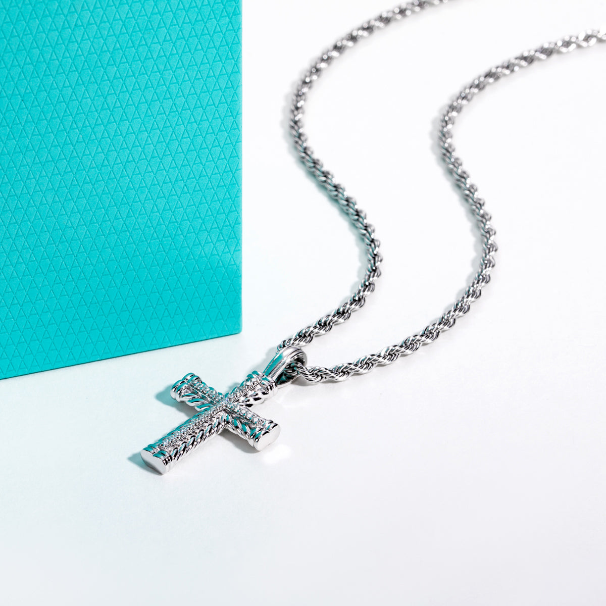 S925‑Silver Moissanite Hip‑Hop Cross Pendant