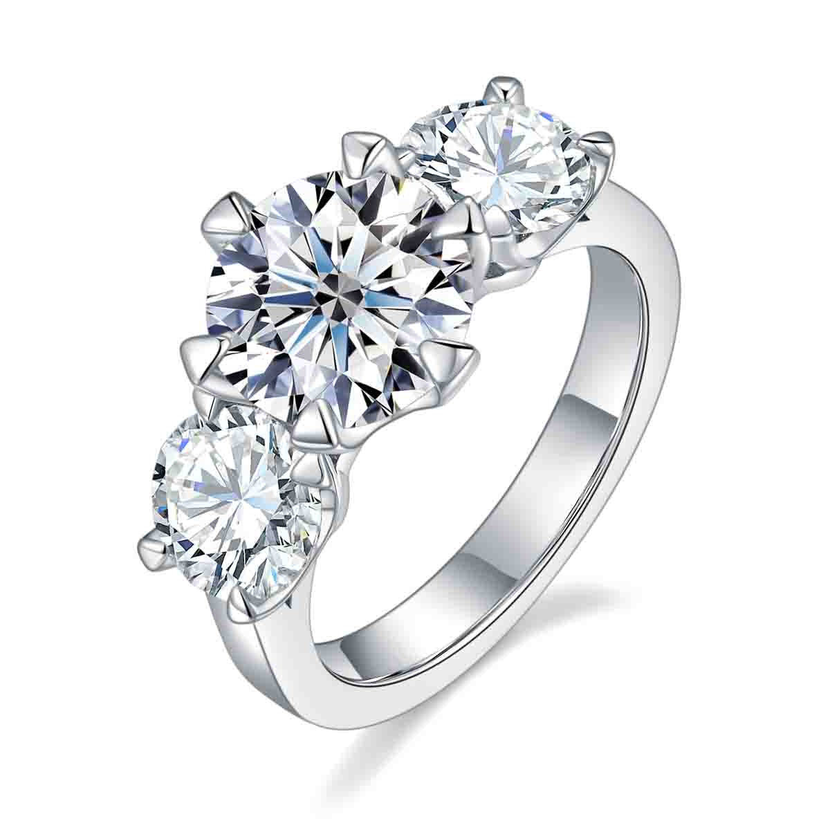 Round Cut 3 Stone Moissanite Engagement Ring (5 cttw)