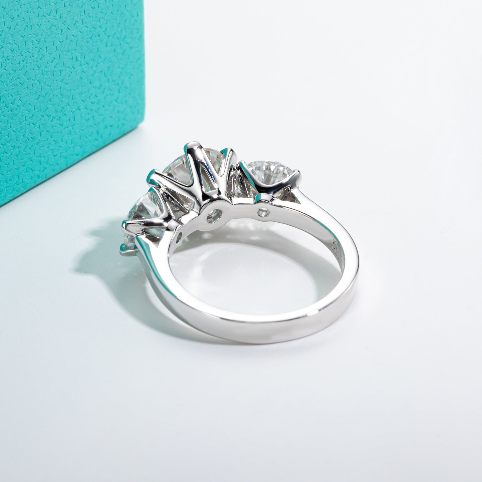 Round Cut 3 Stone Moissanite Engagement Ring (5 cttw)