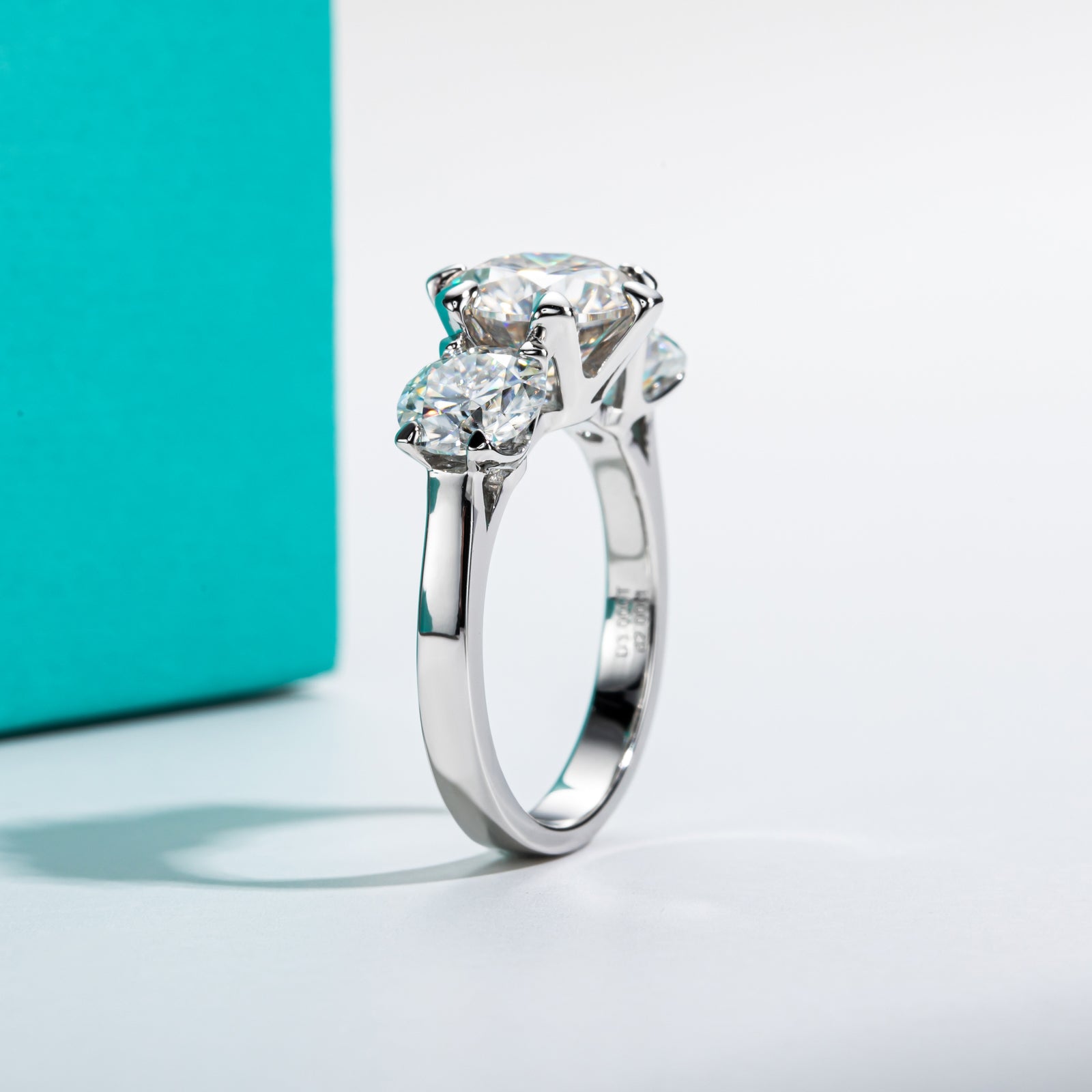 Round Cut 3 Stone Moissanite Engagement Ring (5 cttw)