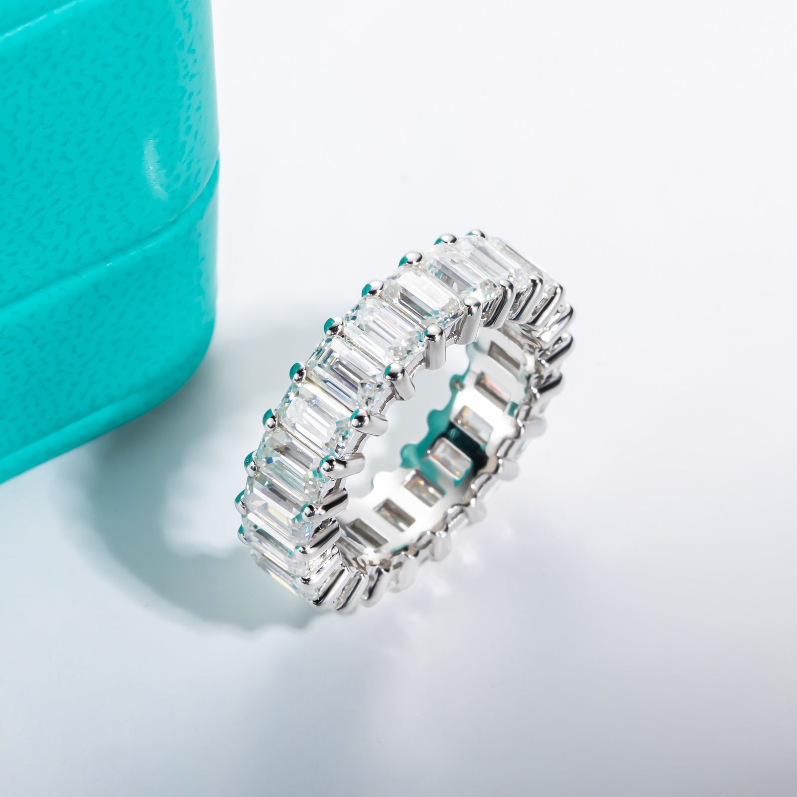 Emerald Cut Moissanite Wedding Band (6 cttw)
