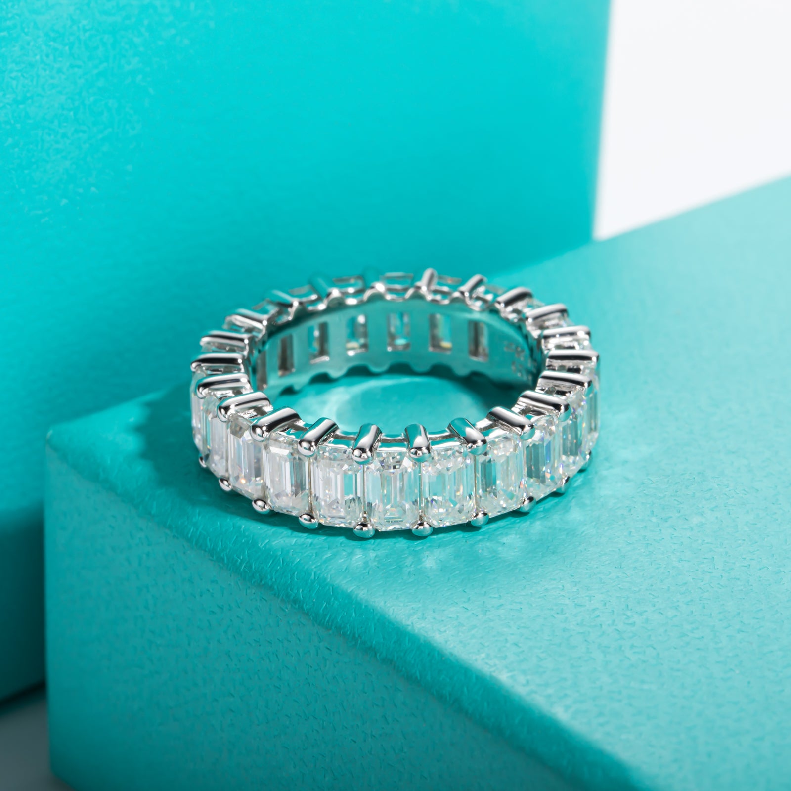 Emerald Cut Moissanite Wedding Band (6 cttw)