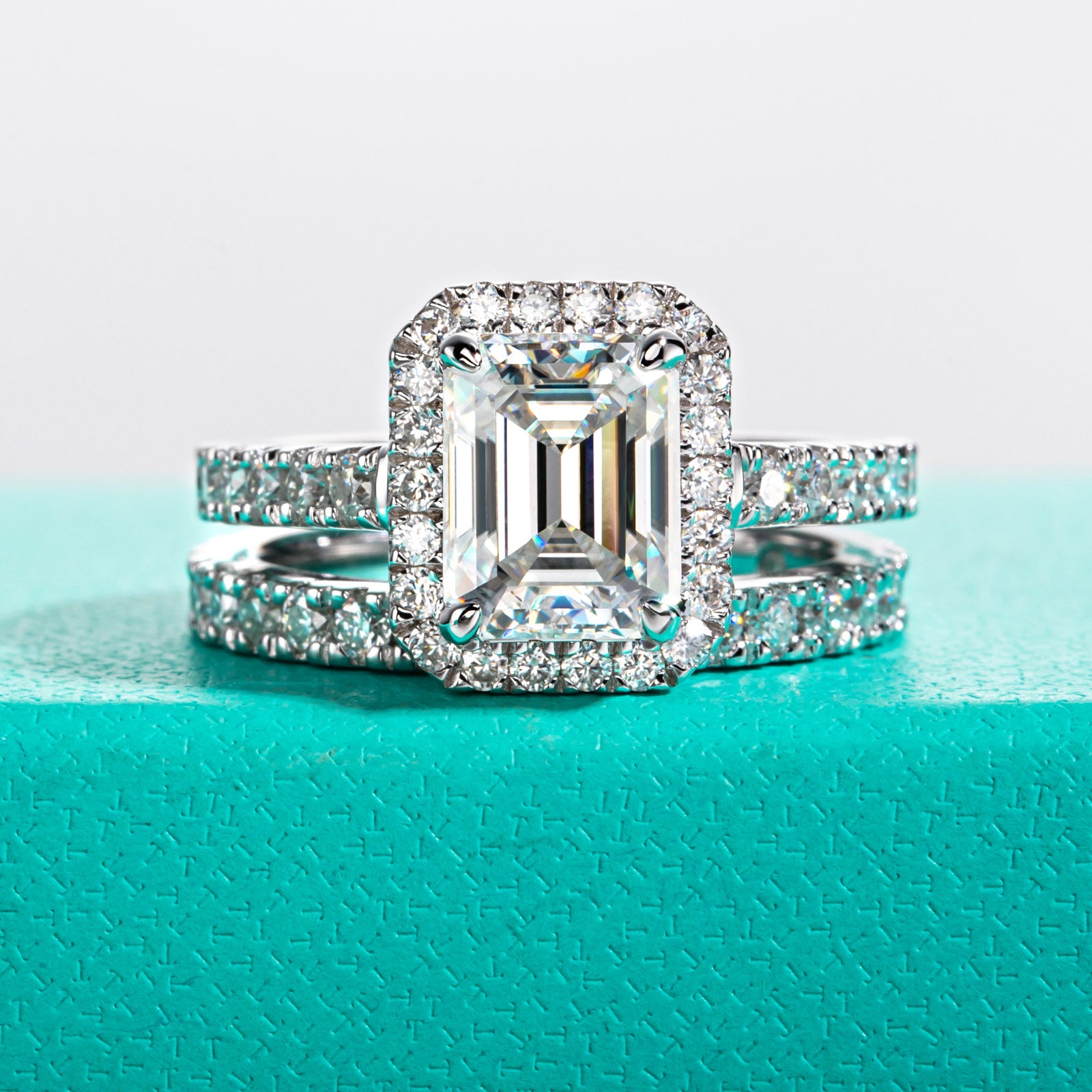 AnuClub Radiant Cut Moissanite Wedding Rings Sets 4.266cttw(3CT Center Stone) Bridal Set D Color VVS1 925 Sterling Silver Engagement Promise Anniversary Ring for Women With Certificate