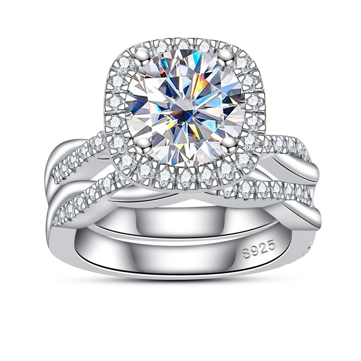9.0mm Moissanite S925 Sterling Silver Stackable Ring Set