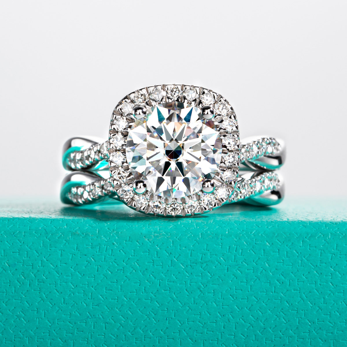 9.0mm Moissanite S925 Sterling Silver Stackable Ring Set