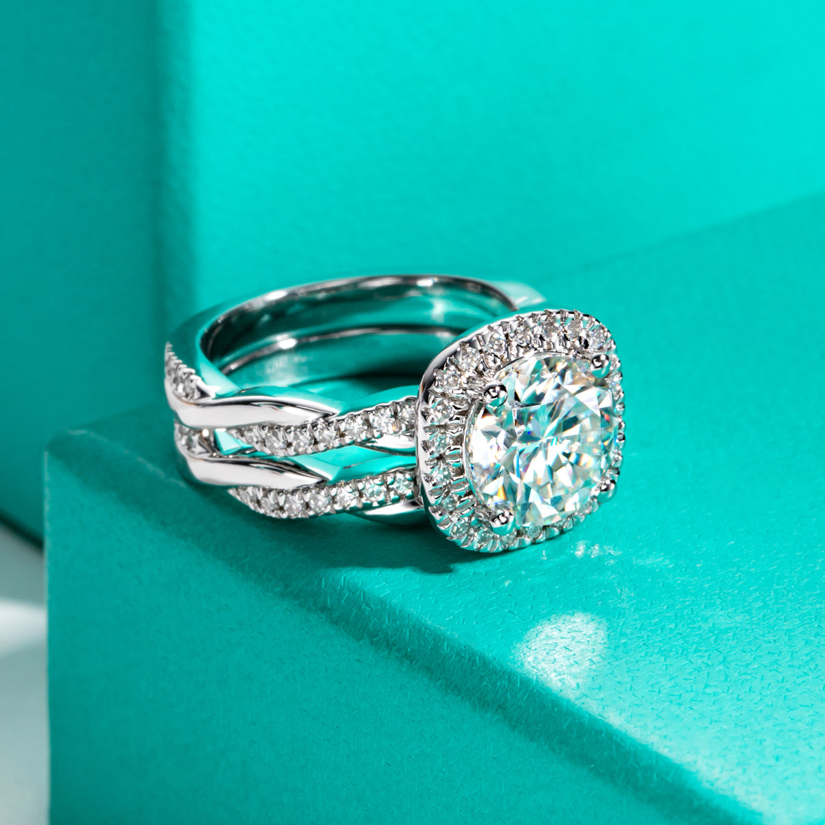9.0mm Moissanite S925 Sterling Silver Stackable Ring Set
