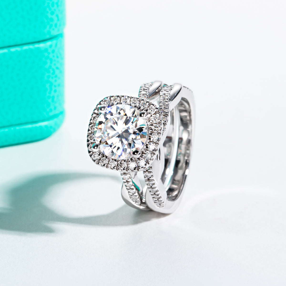 9.0mm Moissanite S925 Sterling Silver Stackable Ring Set