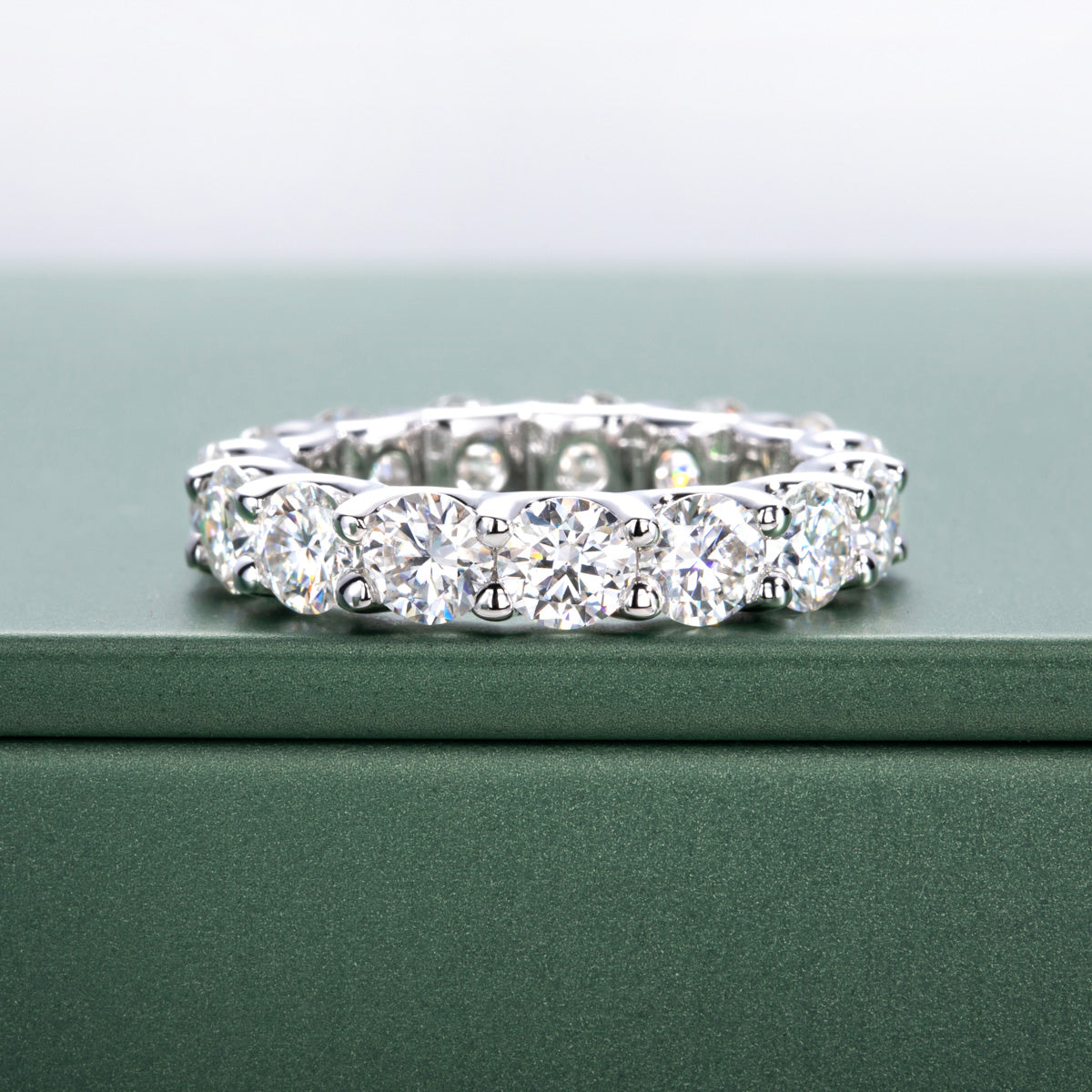 4.5mm Full Band Moissanite Ring, S925 Sterling Silver