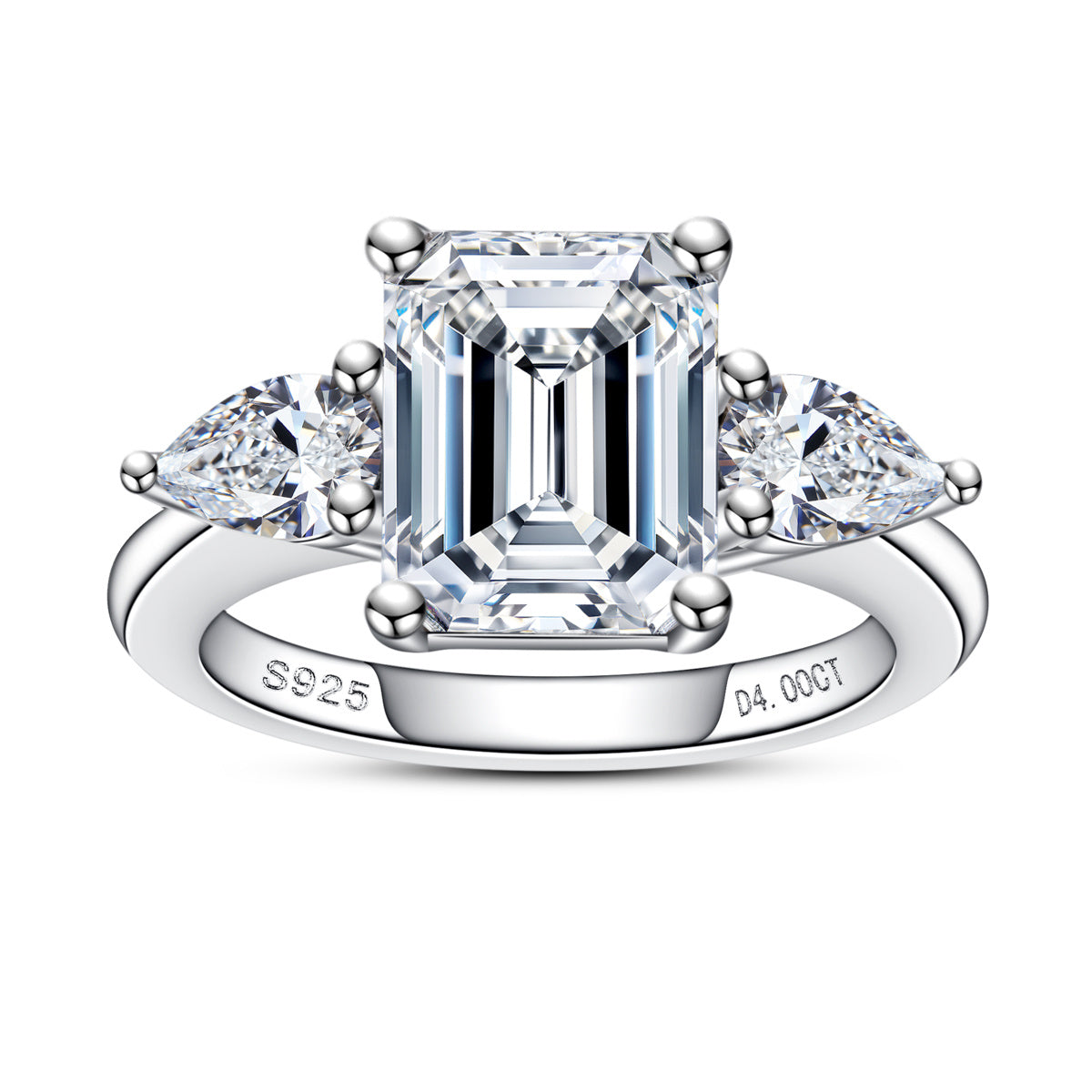S925 Silver Emerald Cut 8×10mm Moissanite
