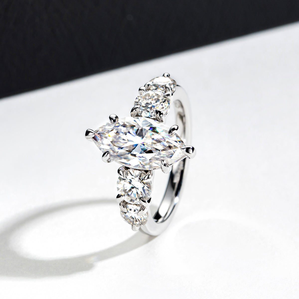 S925 Silver Marquise Cut Moissanite Special Design Ring