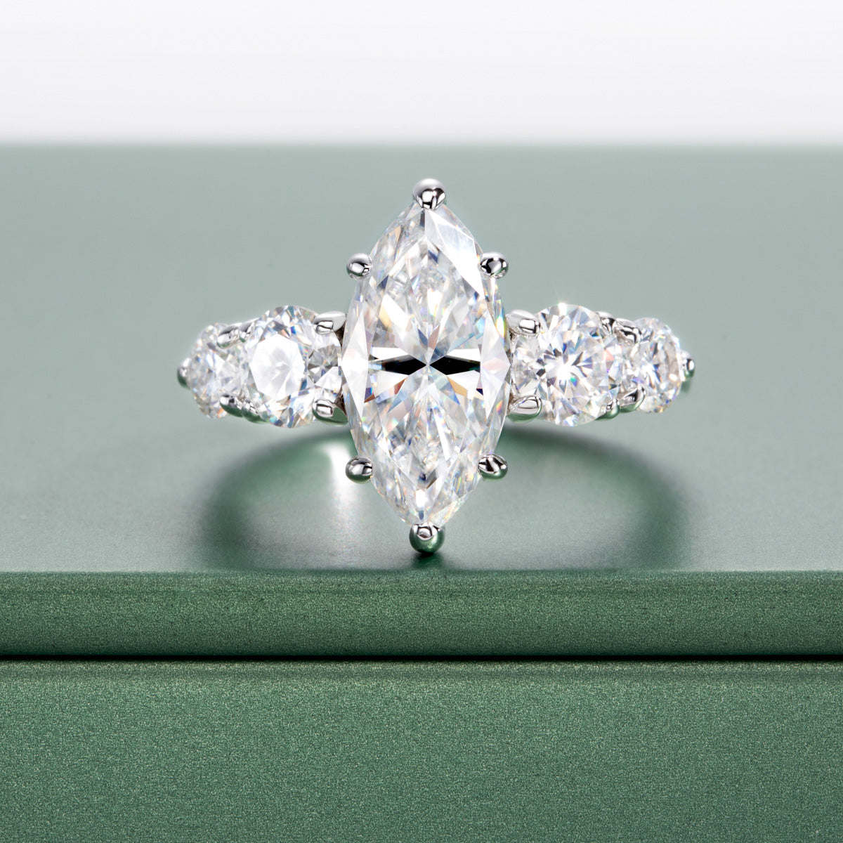 S925 Silver Marquise Cut Moissanite Special Design Ring