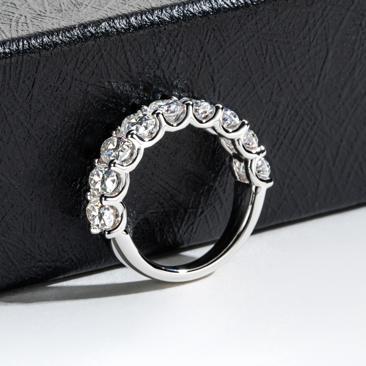 S925 Silver Oval Moissanite Half Eternity Ring