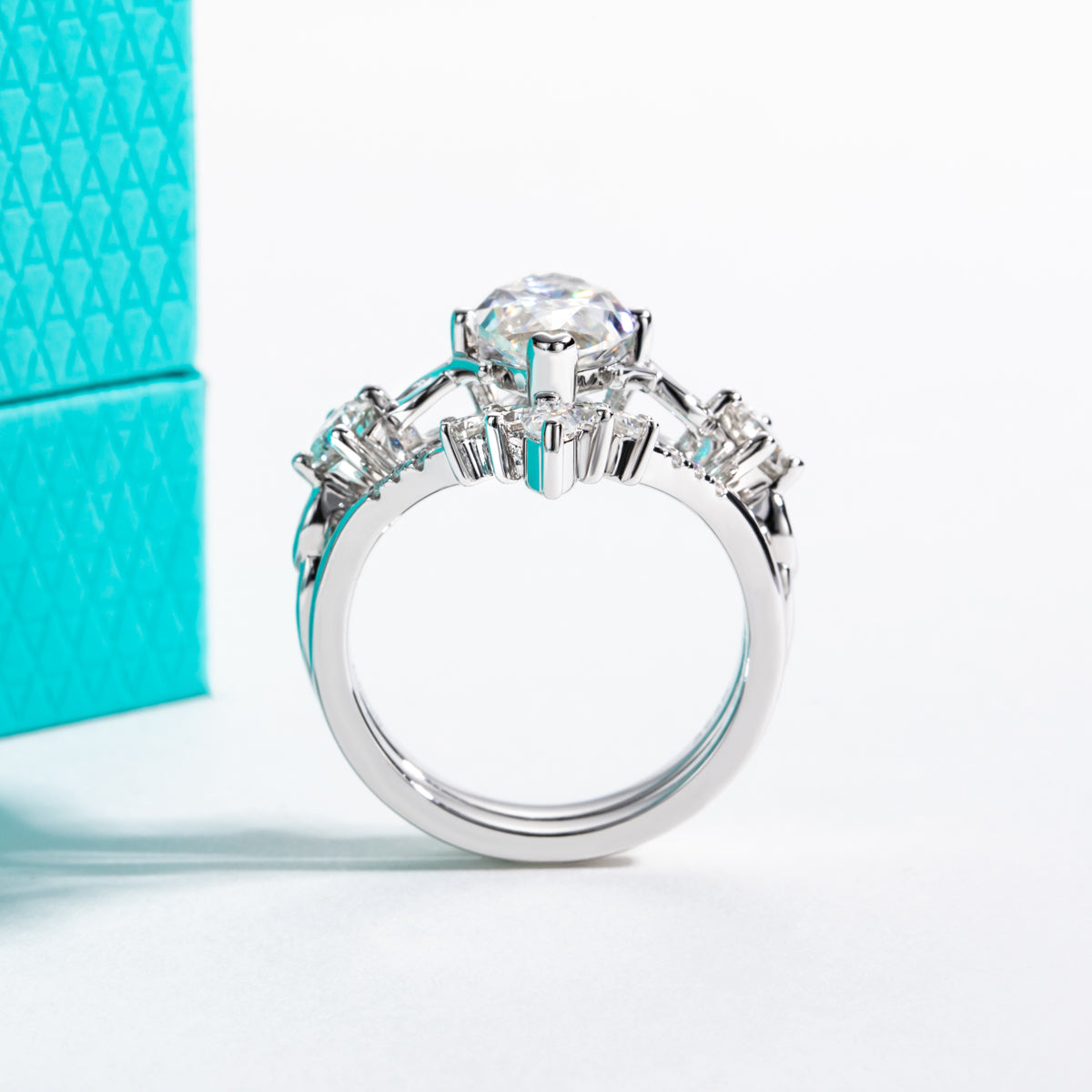 Marquise Moissanite Stacking Rings | S925 Silver Two-piece Ring Set
