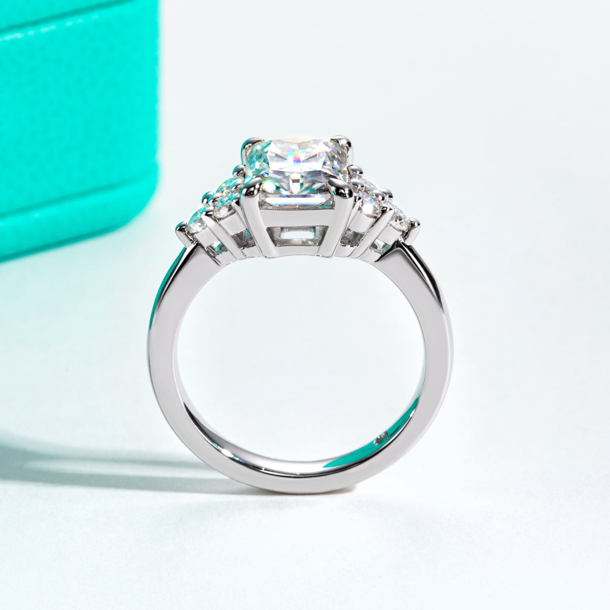 S925 Sterling Silver Radiant Cut Moissanite Ring