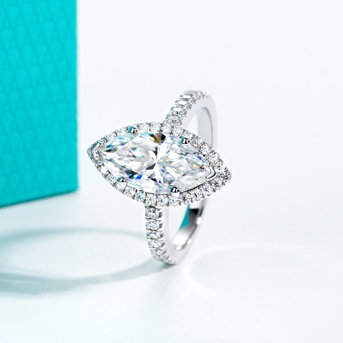 S925 Silver Marquise Moissanite Ring