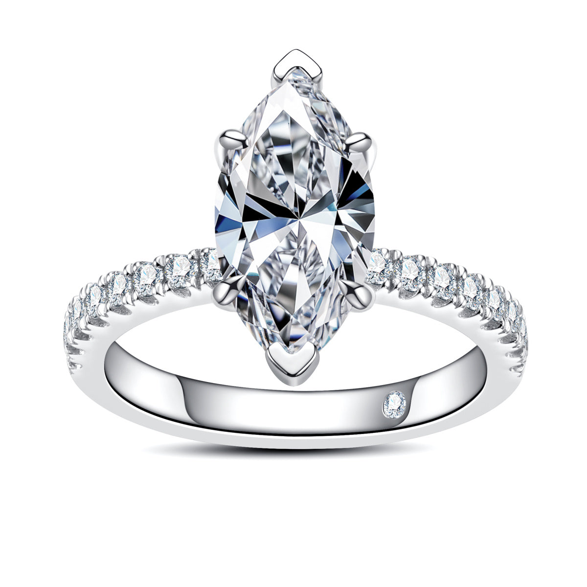 S925 Sterling Silver Marquise Cut Moissanite Ring
