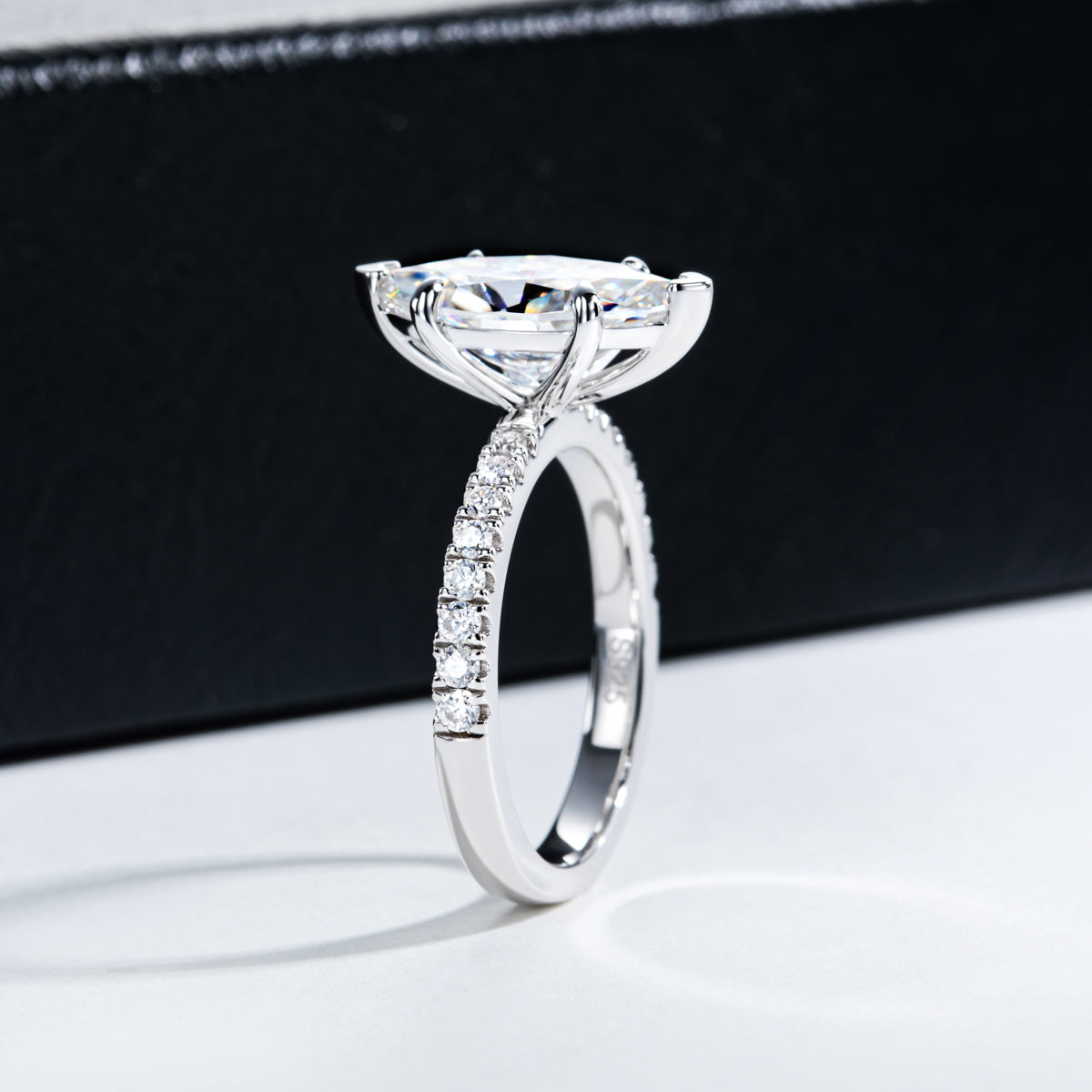 S925 Sterling Silver Marquise Cut Moissanite Ring