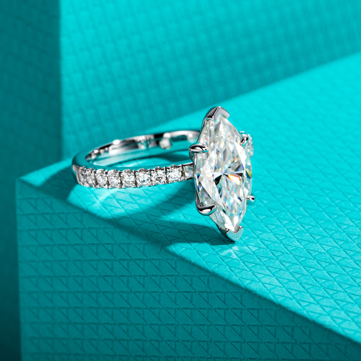 S925 Sterling Silver Marquise Cut Moissanite Ring