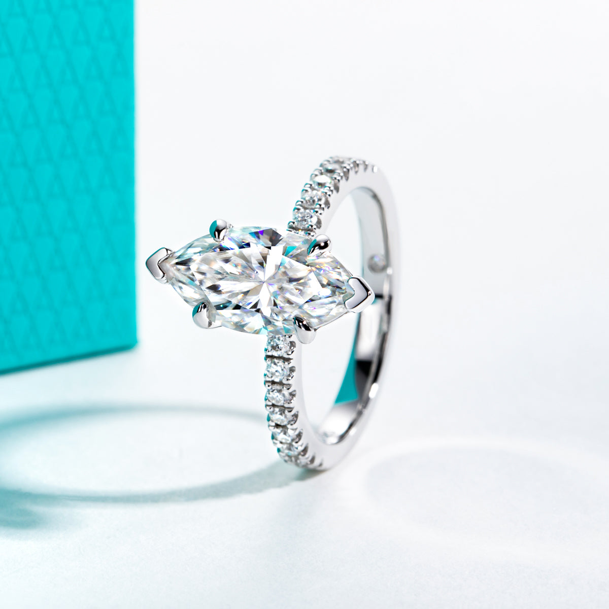 S925 Sterling Silver Marquise Cut Moissanite Ring