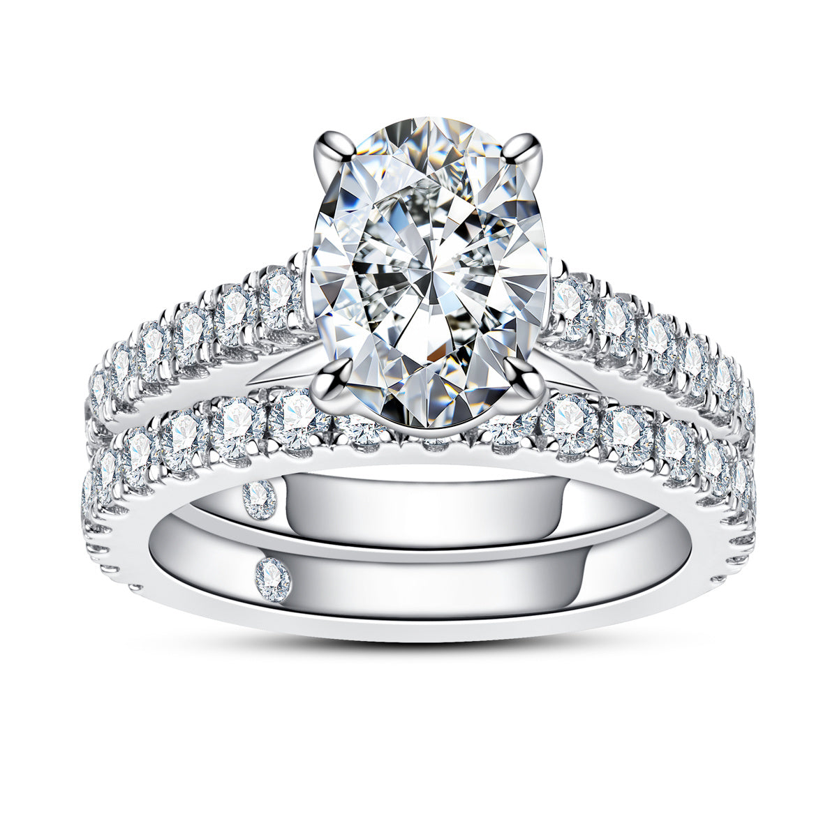S925 Sterling Silver Oval Moissanite Stackable Ring Set