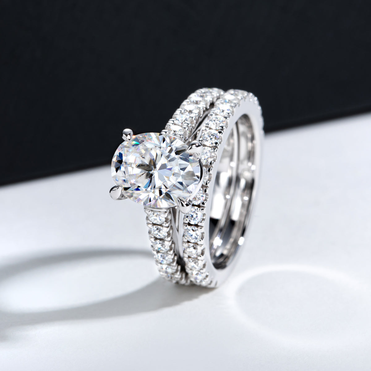 S925 Sterling Silver Oval Moissanite Stackable Ring Set