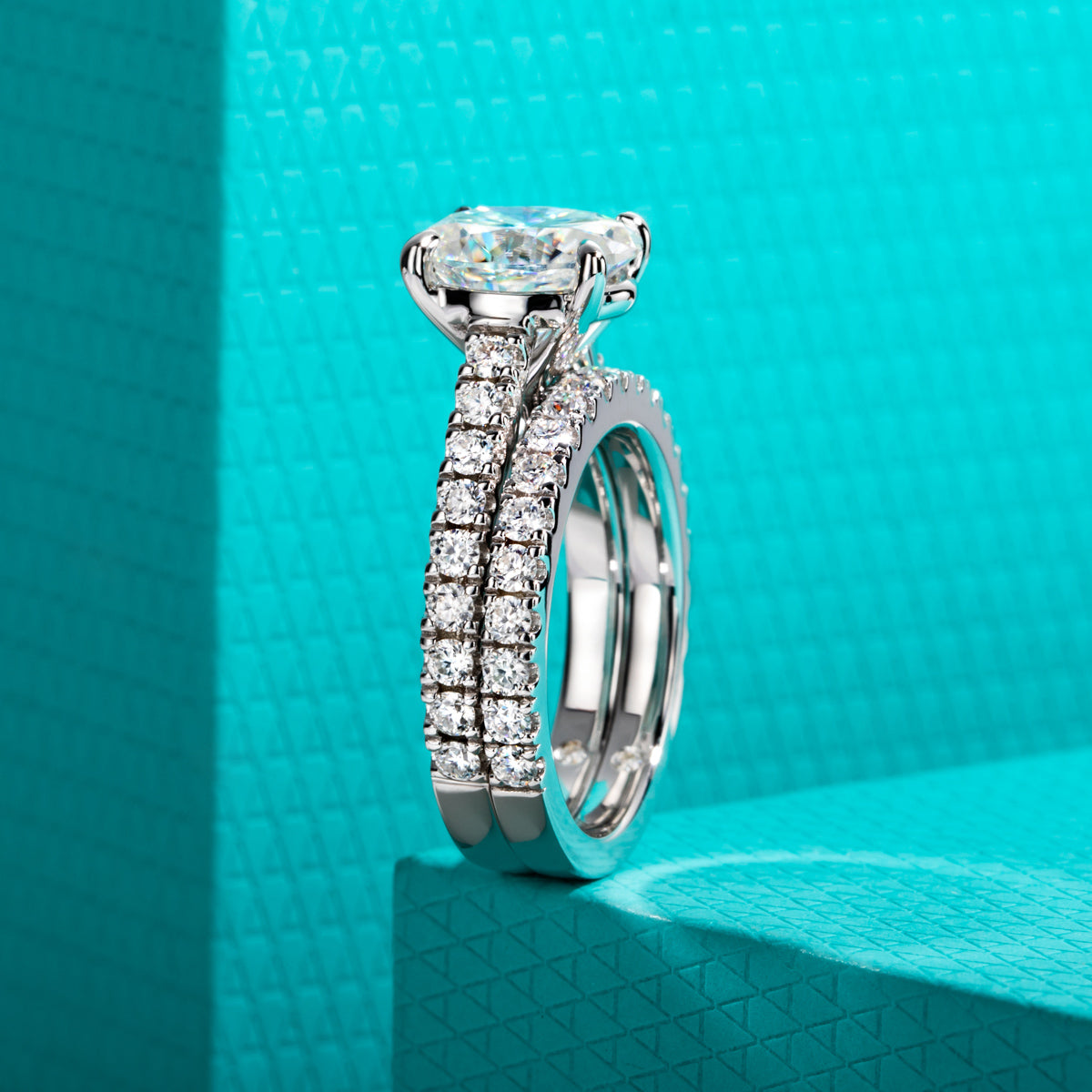 S925 Sterling Silver Oval Moissanite Stackable Ring Set