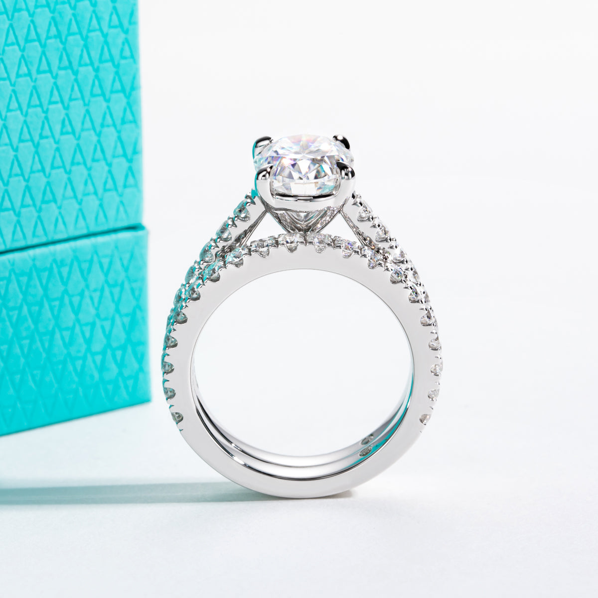 S925 Sterling Silver Oval Moissanite Stackable Ring Set