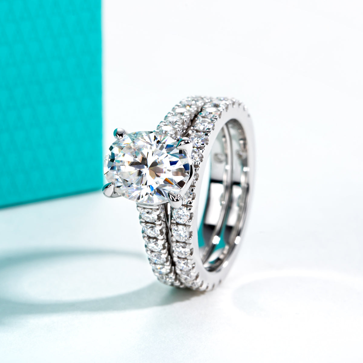 S925 Sterling Silver Oval Moissanite Stackable Ring Set
