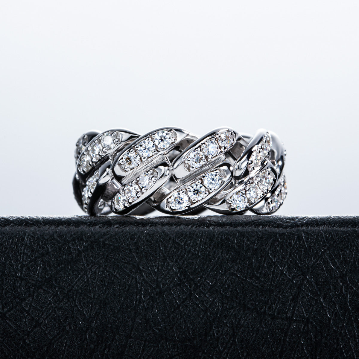 S925 Sterling‑Silver Full‑Band Denim‑Style Moissanite Ring (1.8ct)