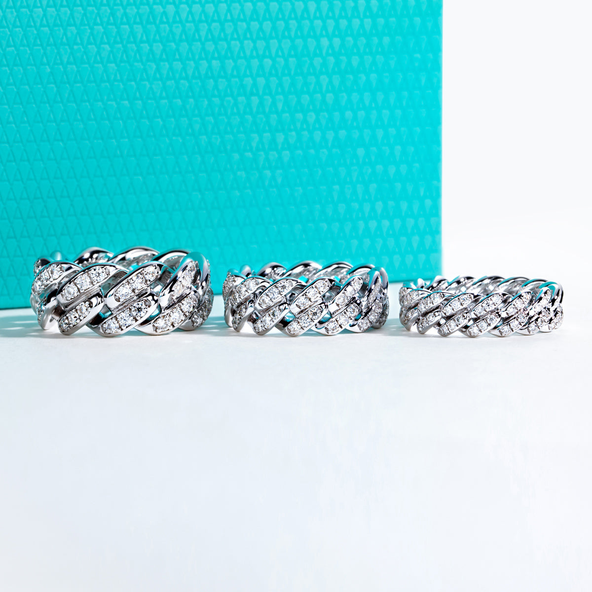 S925 Sterling‑Silver Full‑Band Denim‑Style Moissanite Ring (1.8ct)