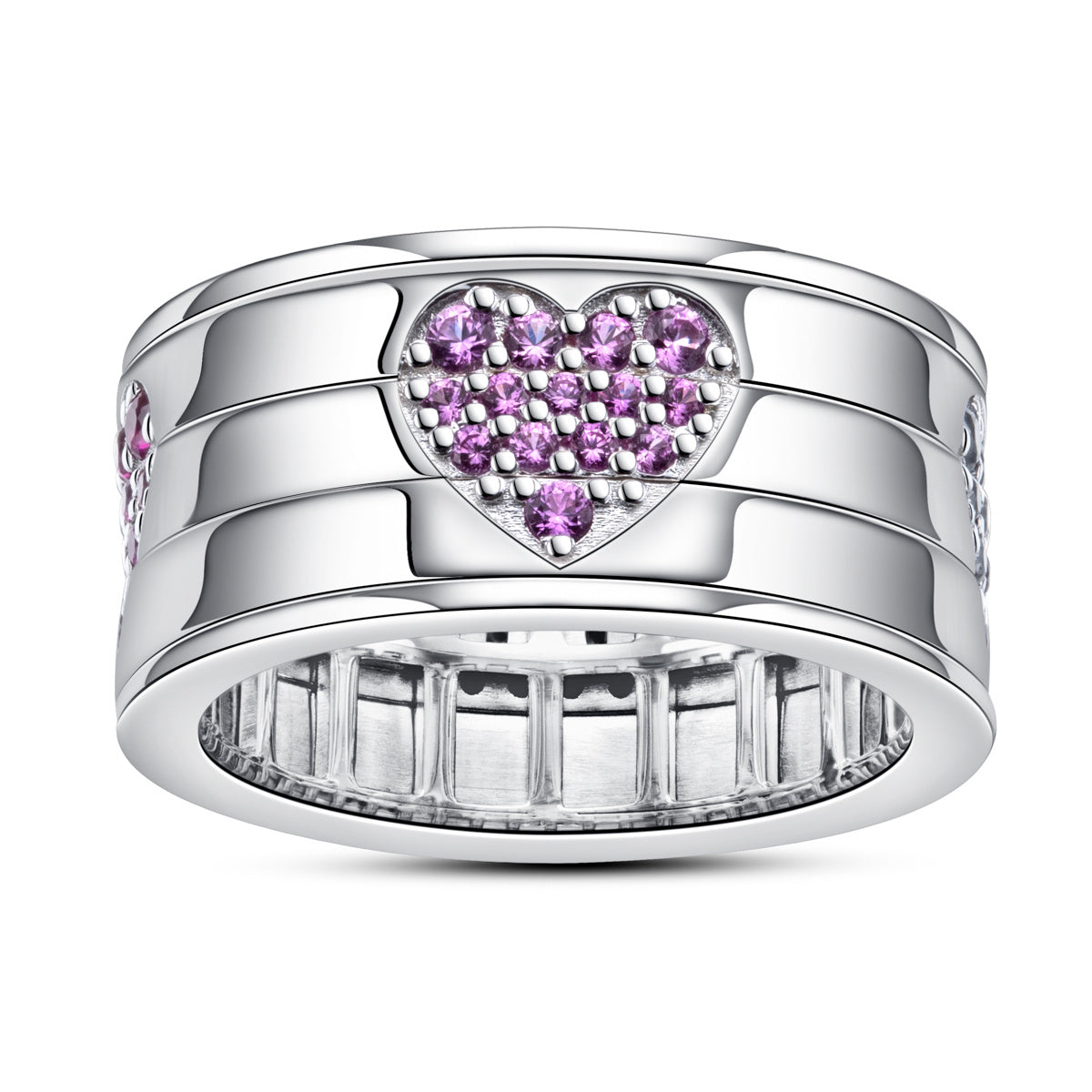 S925 Sterling Silver Heart Spinnable Rotating Ring