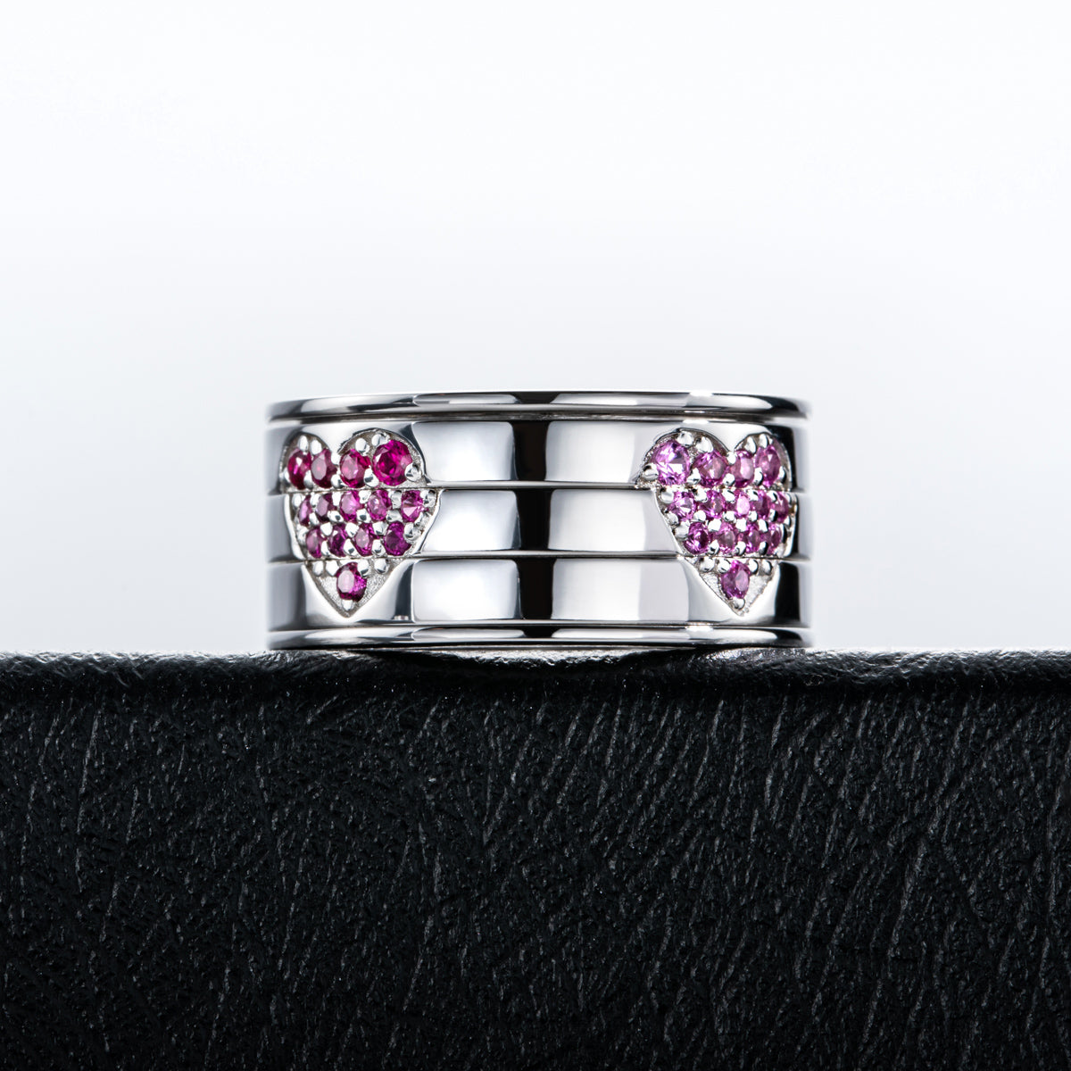 S925 Sterling Silver Heart Spinnable Rotating Ring