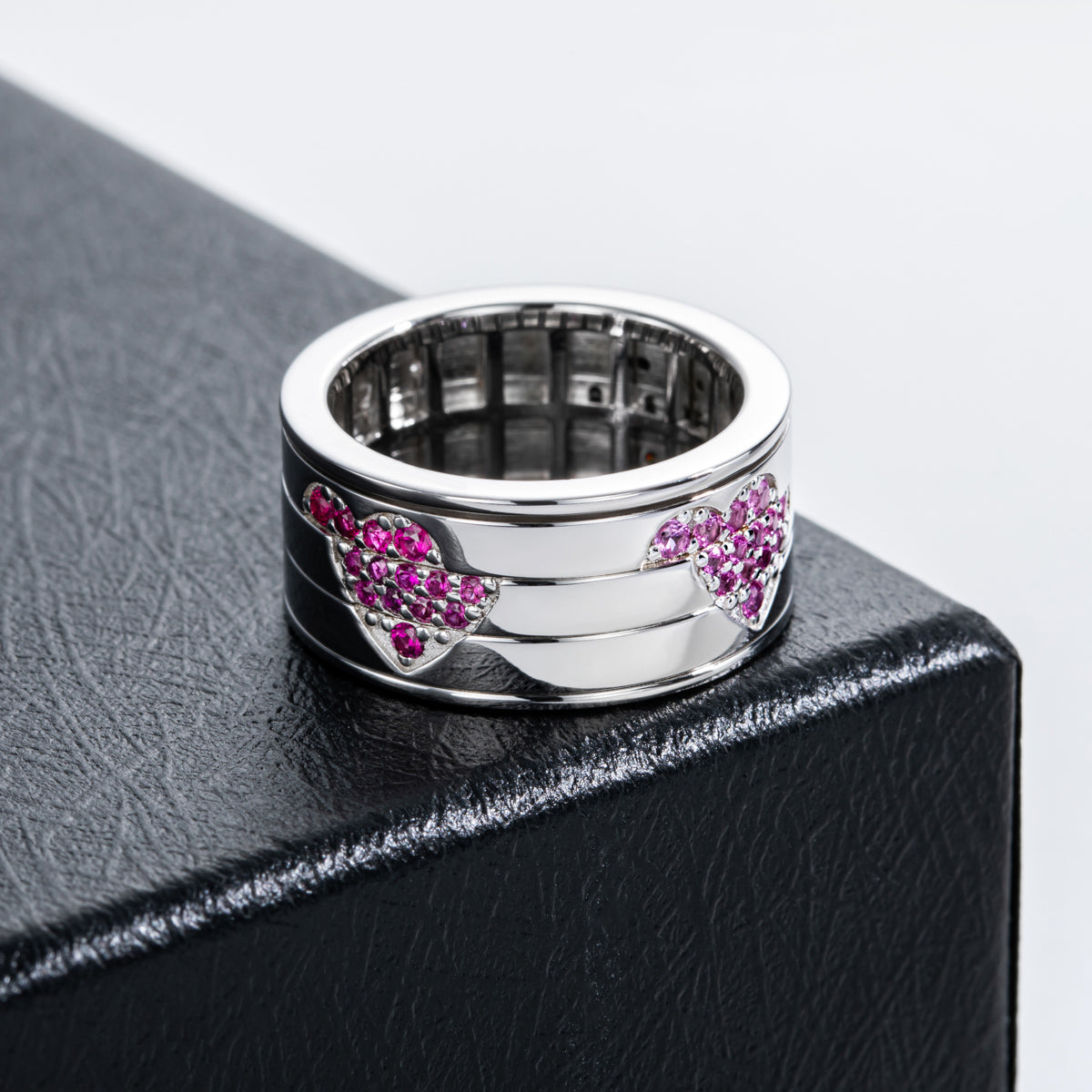S925 Sterling Silver Heart Spinnable Rotating Ring