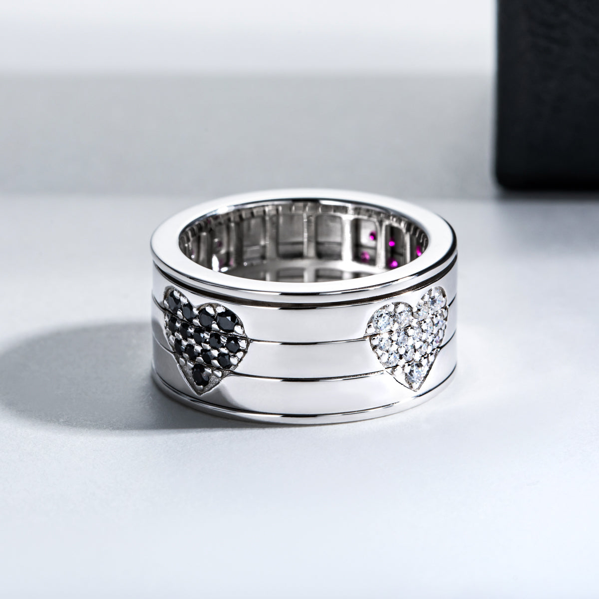 S925 Sterling Silver Heart Spinnable Rotating Ring