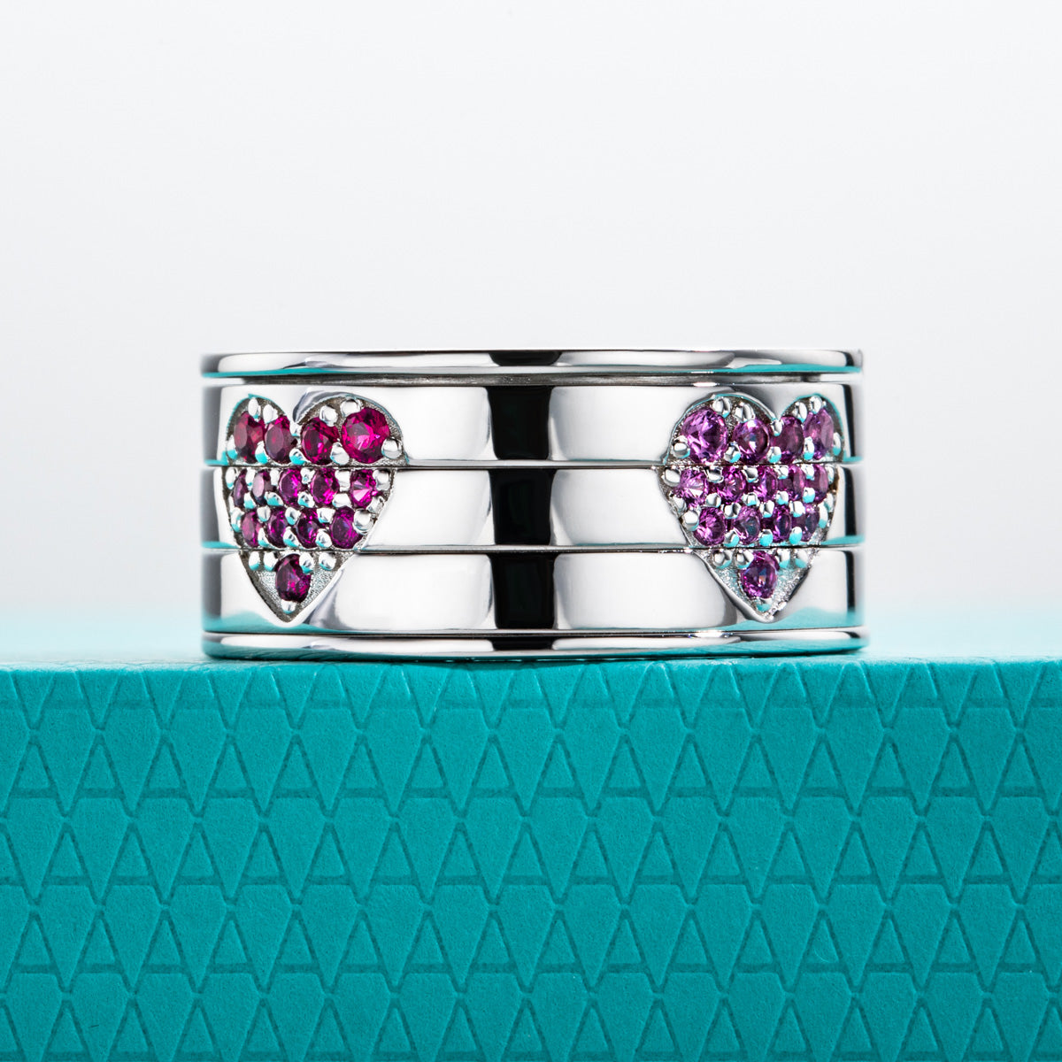 S925 Sterling Silver Heart Spinnable Rotating Ring