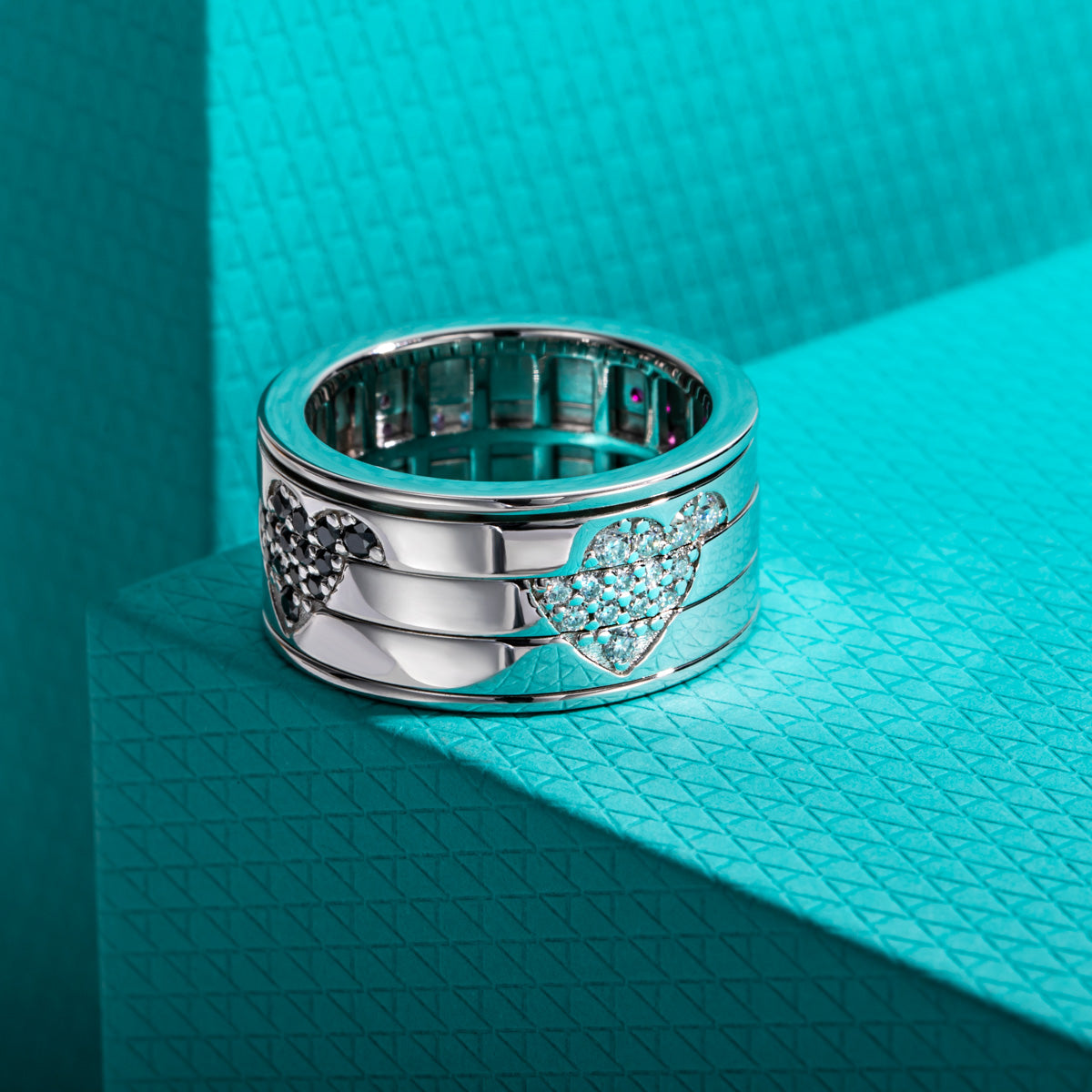 S925 Sterling Silver Heart Spinnable Rotating Ring