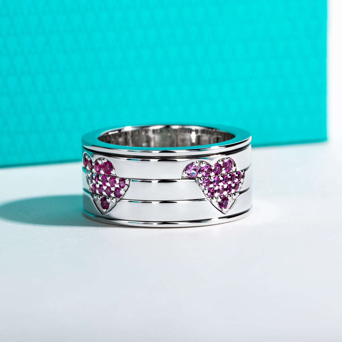 S925 Sterling Silver Heart Spinnable Rotating Ring