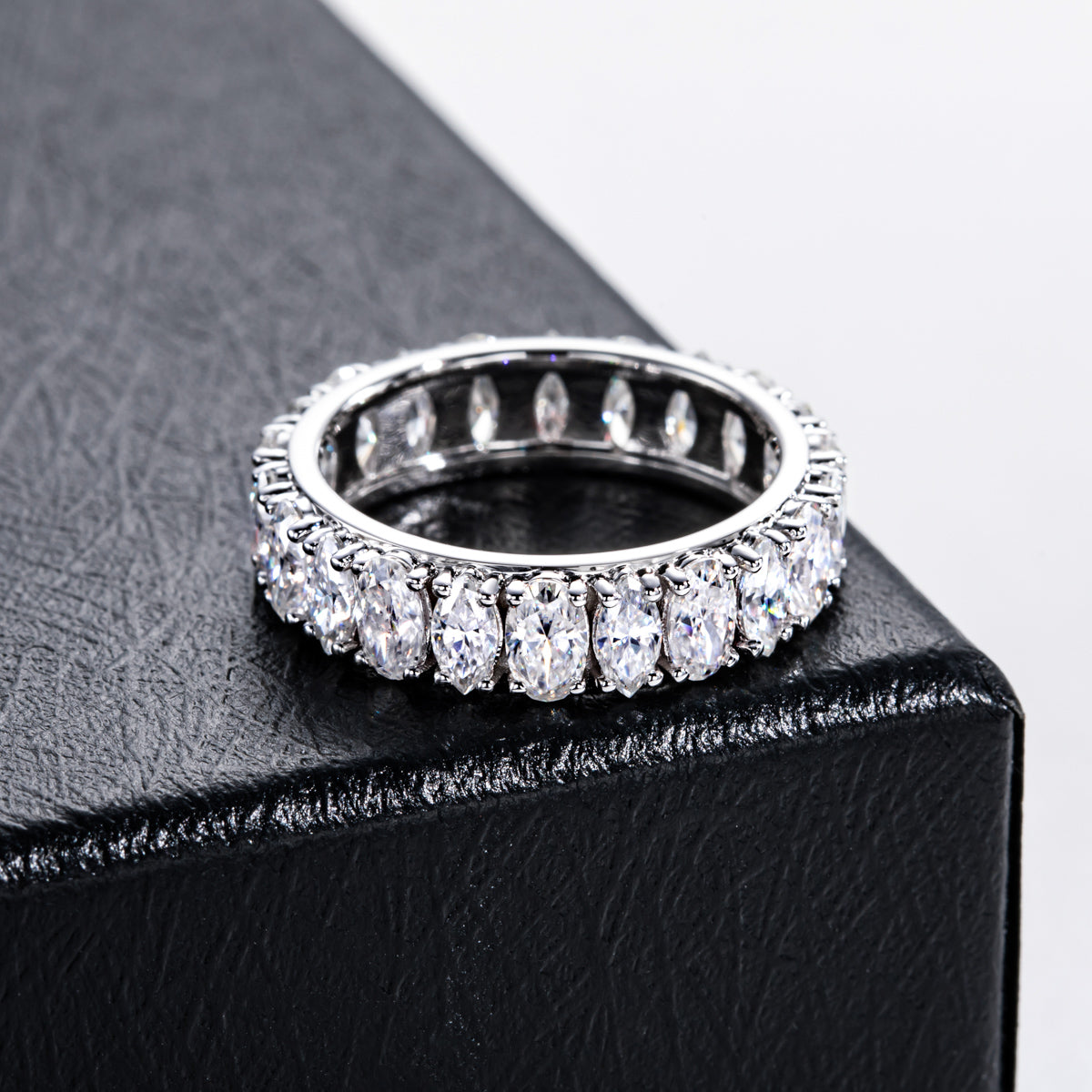 S925 Sterling‑Silver Irregular‑Shape Moissanite Full‑Band Ring