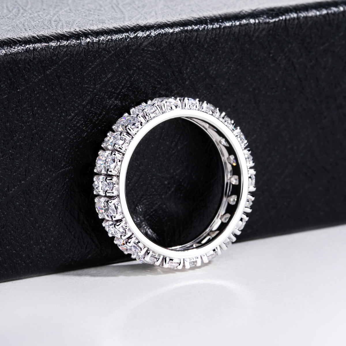 S925 Sterling‑Silver Irregular‑Shape Moissanite Full‑Band Ring