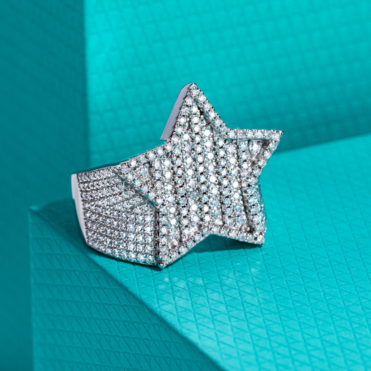 Hip‑Hop Star Moissanite Ring in S925 Sterling Silver